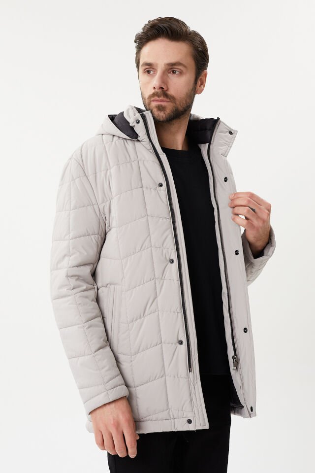 KAPŞON ÇIKMALI ÇİFT YAKA DETAYLI SPOR KABAN