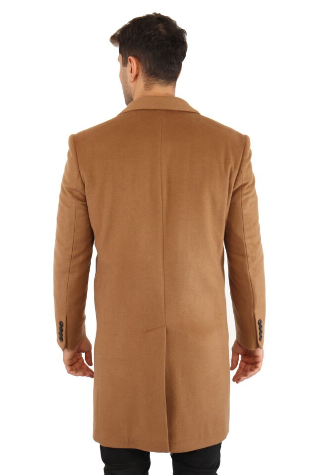 YÜN KARIŞIMLI KUMAŞ PALTO CAMEL(BEJ) - 48